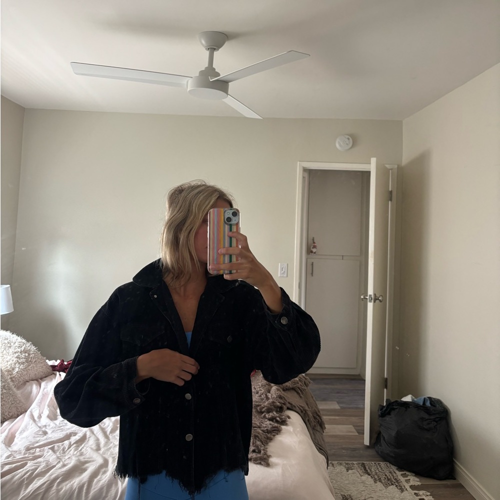Black Oversized Corduroy Jacket - Unbranded